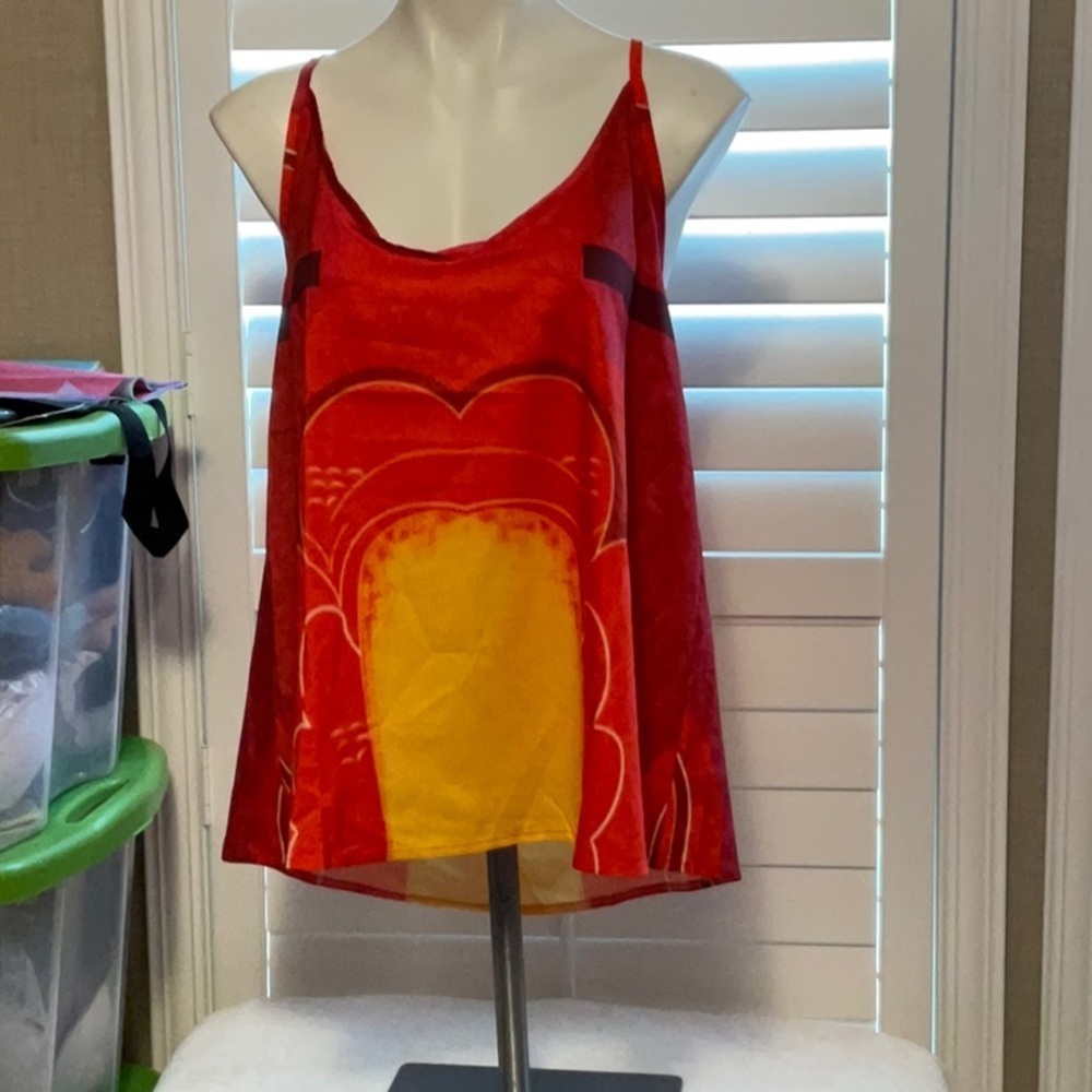 MISSLOOK Red and Gold Sleeveless Tank Top